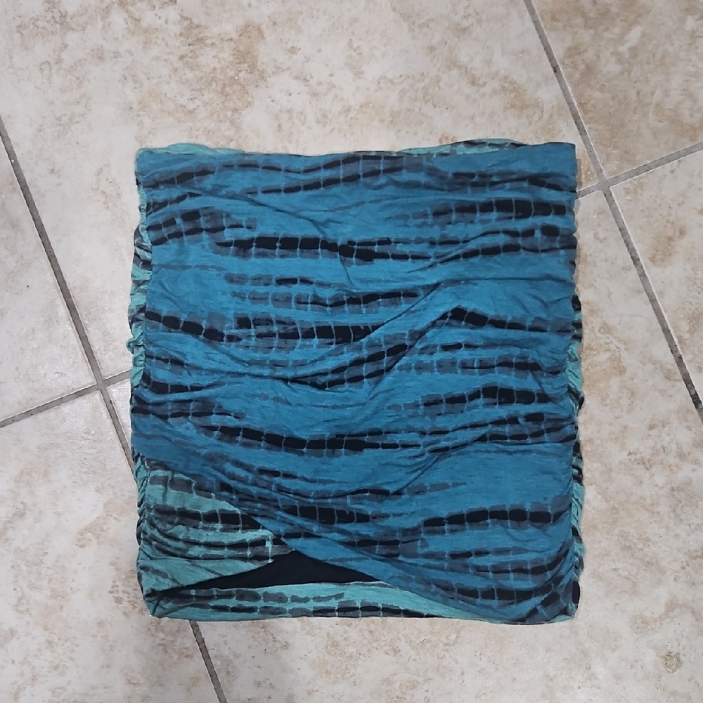 Free People Teal and Black Striped Tube Top